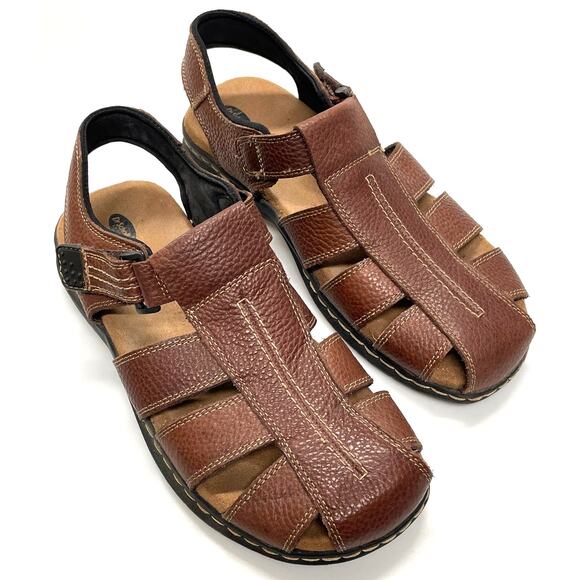 Dr. Scholl's Camden Fisherman Brown Leather Memory Foam Sandals Men's Size 9 M - Picture 1 of 8